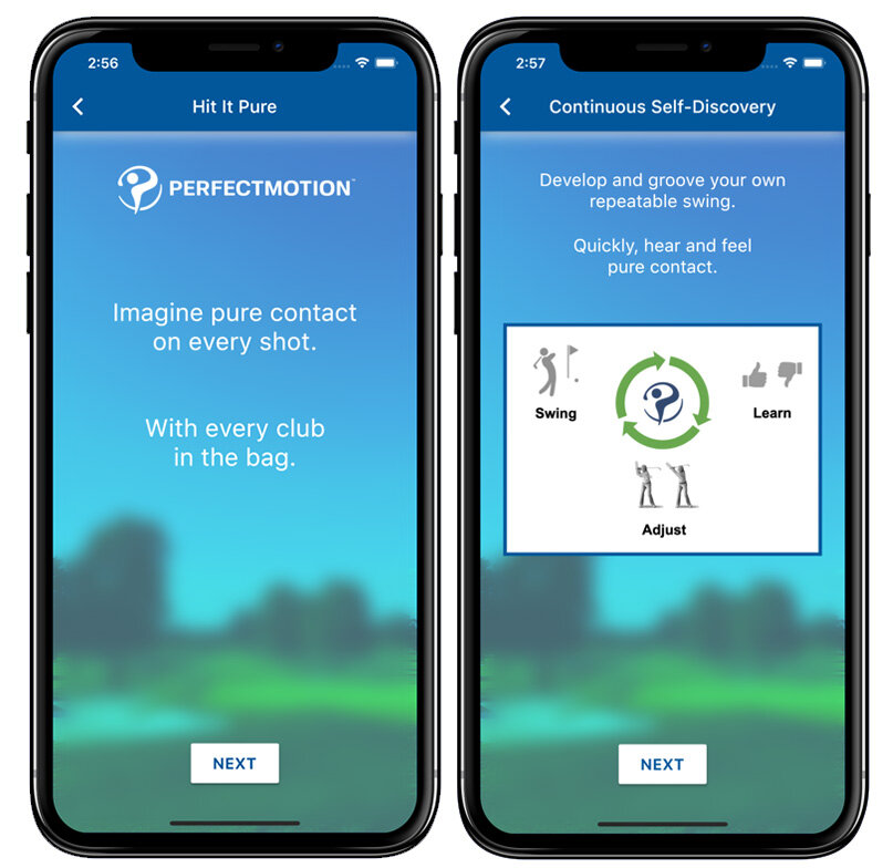 ali taylor golf and perfect motion application mockup